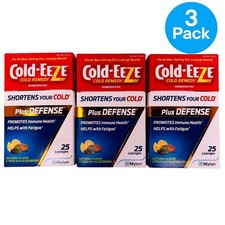 Cold-EEZE Plus Defense Zinc Lozenges 25 Count 3 Pack New