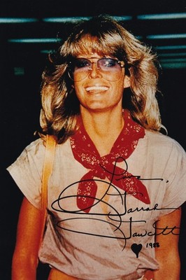 Farah Fawcett Originalautogramm auf Großfoto