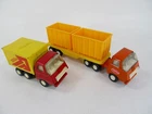 Vintage 1970's Tiny Tonka Toys - Van Truck & Flatbed Semi w/ Containers