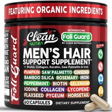 Hair Growth Supplement For Men Biotin 60 Count Pack of 1 , Black/Red