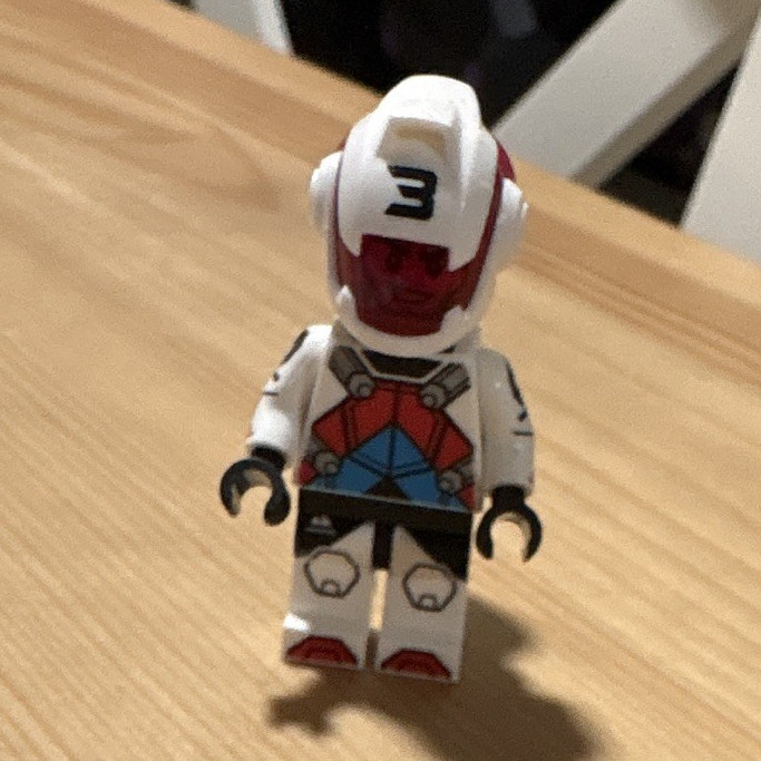 LEGO Minifigure Helmet White/Red with Red Visor and "3" Marking