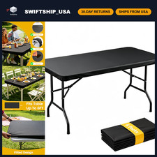 6 Pack Black Fitted Tablecloths 30"x72" - Disposable Rectangular Table Covers