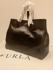 Authentic Furla Bag Purse Satchel Handbag Genuine Leather Made in Italy Black