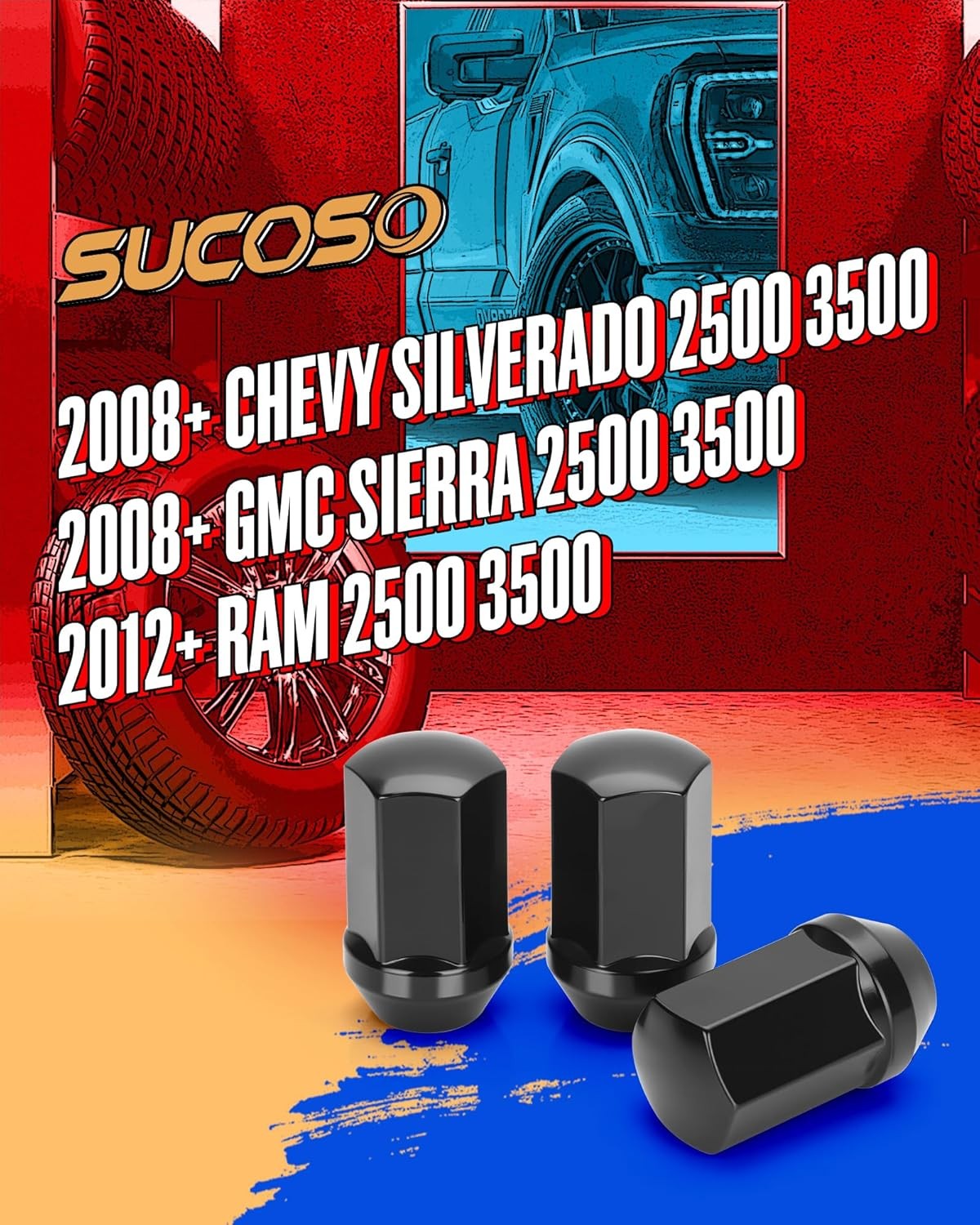 32pcs 14x1.5 OEM Lug Nuts for Chevy Silverado GMC Sierra 2500 3500,14mmx1.5 Blac