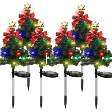6 PACK 30” LED Christmas Tree Solar Light Stake Lamp Pathway Outdoor Xmas Decor