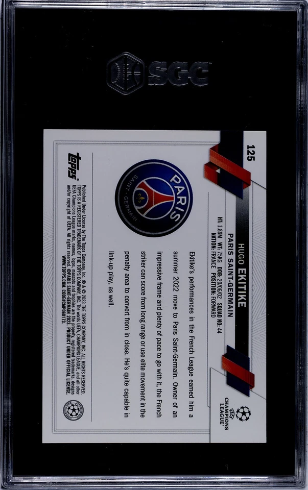 HUGO EKITIKE 2022-23 TOPPS CHROME #125 RC Orange & Gold Seismic Ref. ~/30 SGC 10 - Image 2 of 2