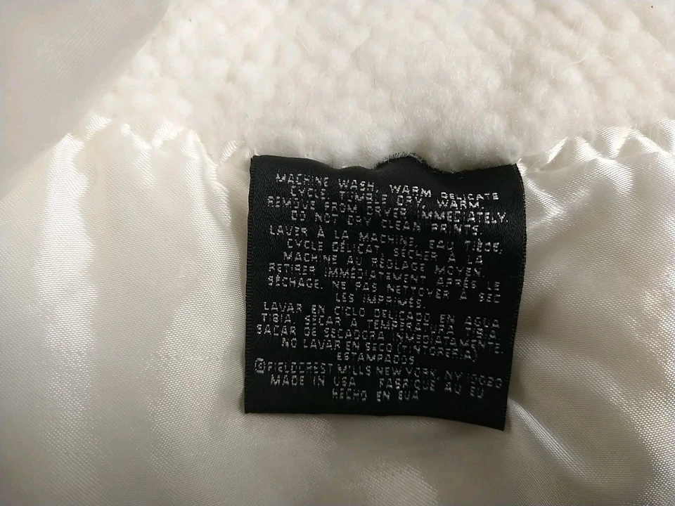 Vtg Fieldcrest Touch of Class Ivory Cream Waffle Thermal Satin Trim Twin Blanket - Image 4 of 4