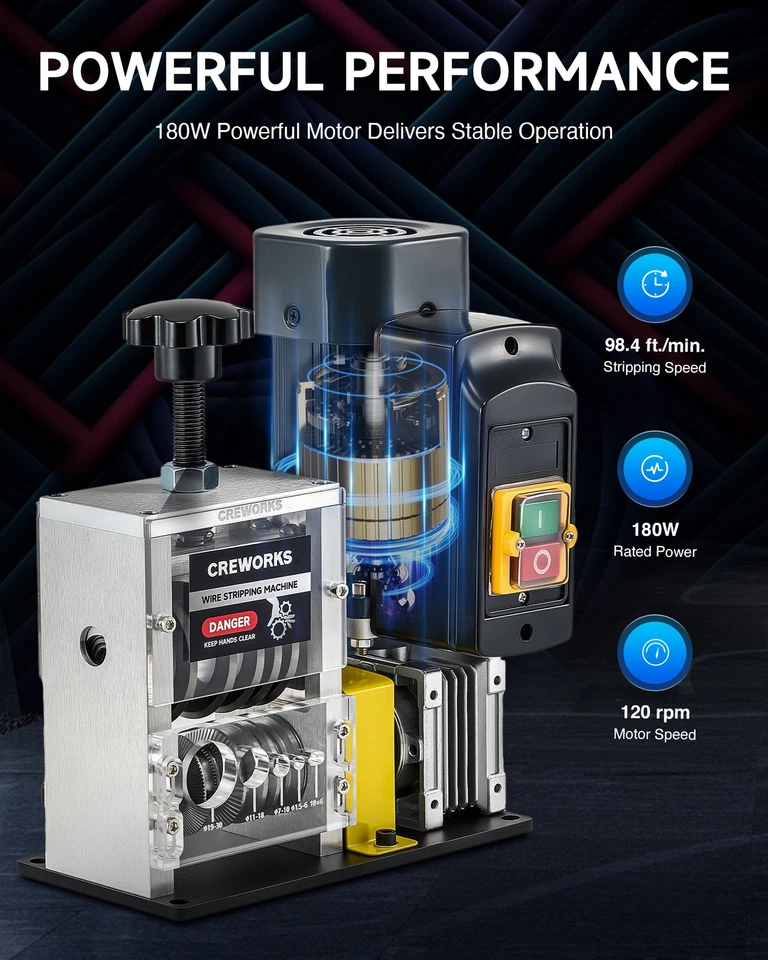 Máquina pelacables de cobre con motor de 180 W para 0,06 - 1,18 pulgadas Foto 2 de 4