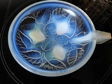 French Art Deco Opaque Glass SERVING DISH - Rose Buds & Foliage C.1920