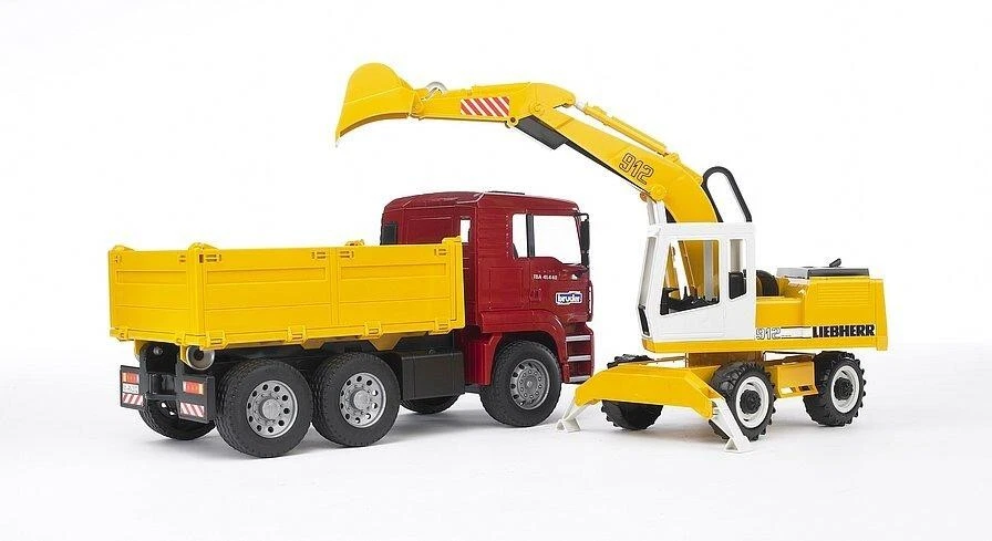 BRUDER MAN TGA Construction Truck and Liebherr Excavator - B102751  CONSTRUCTION - Image 2 of 3