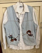 Vintage 90  s Warner Bros Looney Tunes Acme Striped Denim Vest  Matching Blouse