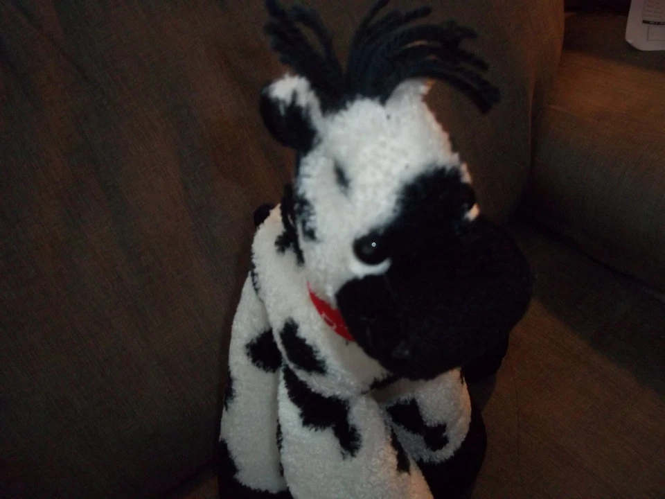 JUMBO BESTEVER CAVALO ZEBRA PRETO E BRANCO BANDANA GRANDE SACO DE FEIJÃO PATAS BRINQUEDO DE PÉ - Imagem 4 de 4