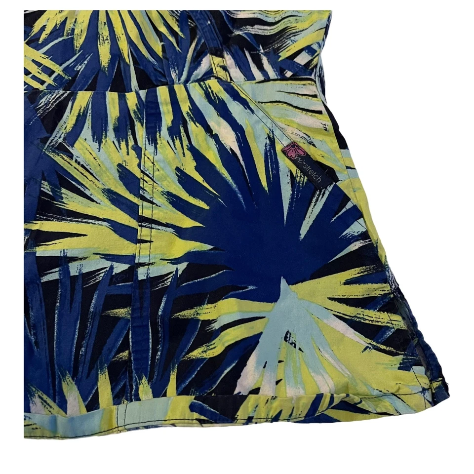 Тропическая пальма кои эластичной женщин скраб Топ тропический принт XS V шеи лето - Изображение 2 из 4