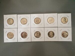 1970-1979 Proof Washington Quarters 9 Coin Run 1970s Decade Set