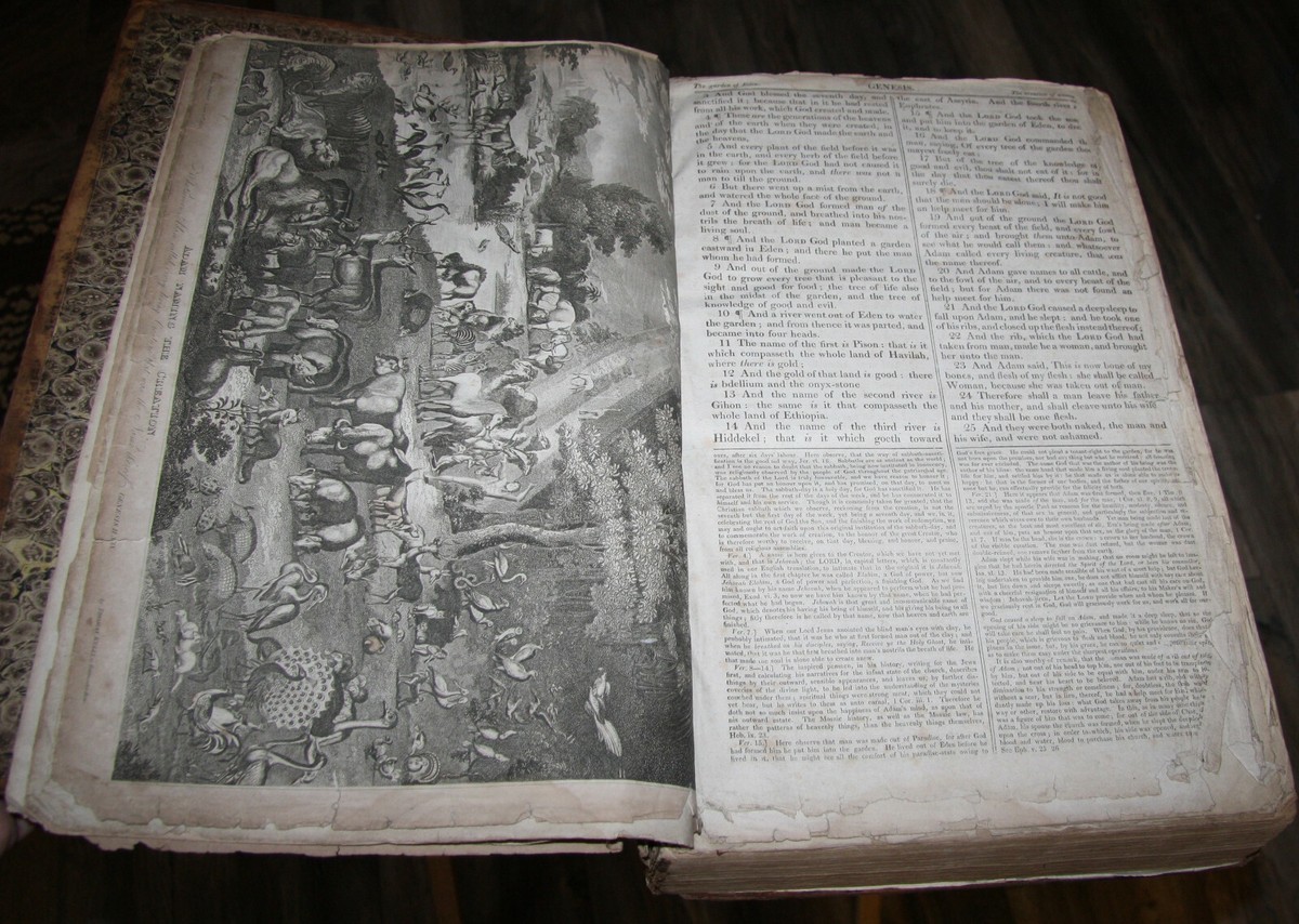 1822 HUGE antique Holy Bible **17 1/4
