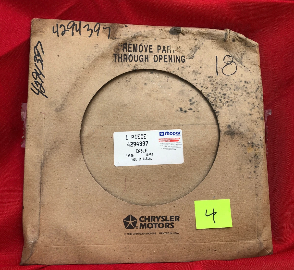 NOS OEM MOPAR 4294397 Cable 04294397 | eBay 