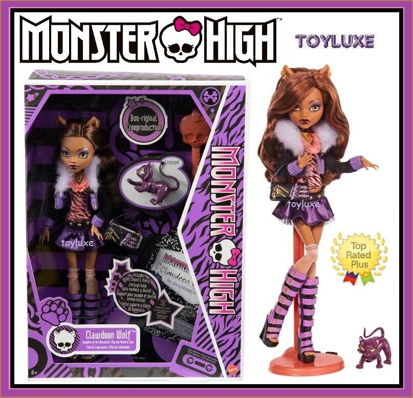 Monster High Clawdeen Wolf Reproduction Doll, Pet Kitty Cat & Stand New  Original