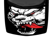 Fierce Wolf Grunge Black White Red Truck Hood Wrap Vinyl Car Graphic Decal