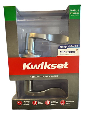 Kwikset Hall & Closet Brushed Nickel Door Lever with Microban Technology NEW