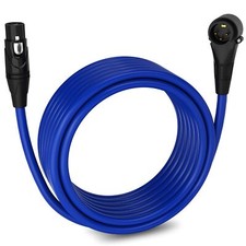 LyxPro 25 Feet Right Angle XLR Microphone Cable, Male to Female Cable - Blue