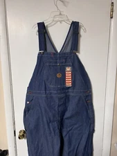 Red Kap Carpenter Denim Bibs Overalls Coveralls Blue Denim 42x32 Workwear Farm
