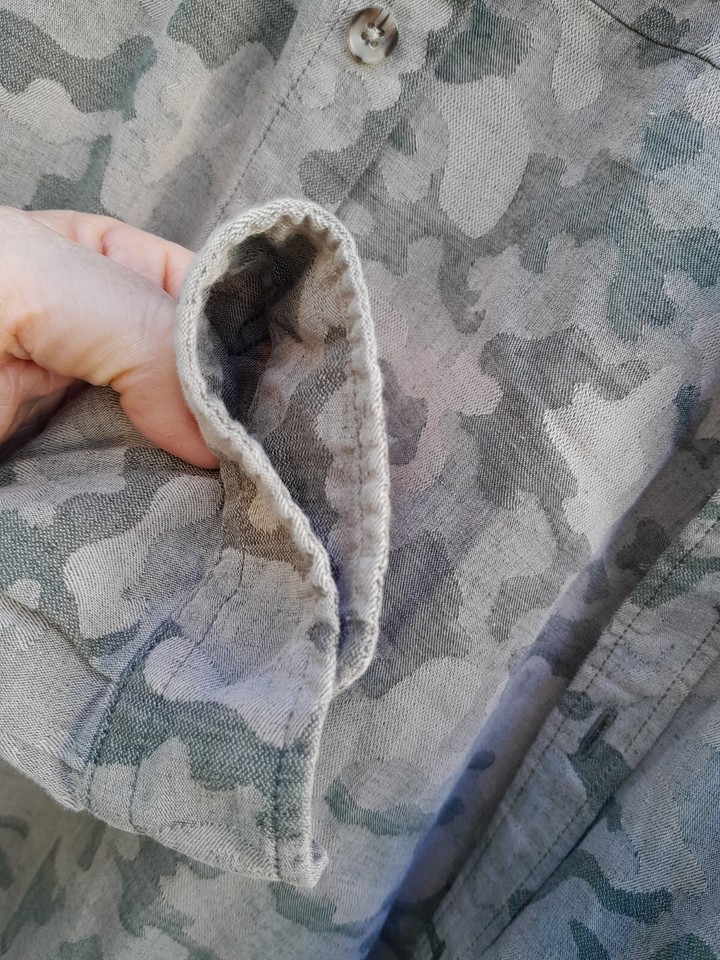 Shore Leave men's shirt in army camouflage 78 cotton 22 linen long