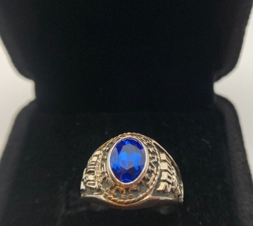 Jostens 10K White Gold Blue Spinel Class Ring FREEship - Picture 1 of 3