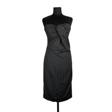 Dolce Gabbana DG Pinstriped With Full Inner Corset Bustier Draped Dress Size 42