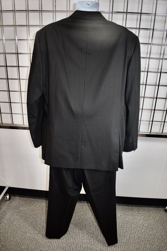 Emanuel Ungaro 100% Wool Dark Gray Stripped Men's 2 Buttons Suit Size 44R - Picture 11 of 12