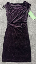 JH Evenings Sheath Dress Womens 4 Purple Stretch Boat Neck Sleeveless Lined New