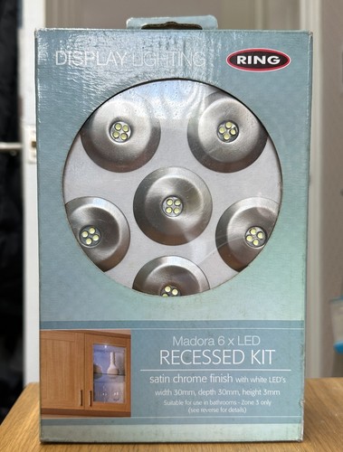 QUALITY BRANDED RING 6 PACK RECESSED SATIN CHROME LED DISPLAY LIGHTS SMALL NEAT