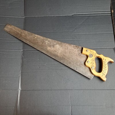 ORNATE WOOD HANDLE E.C. ATKINS & CO. WOOD HAND SAW 26'' BLADE USA