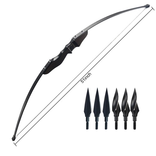 Archery 50.4" Recurve Bow Arrow Set Beginner Adult Outdoor Practice 340LBS Shot - Picture 3 of 23