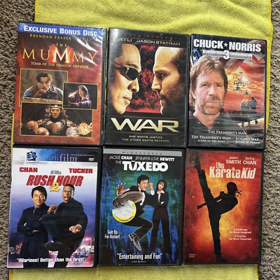 6 Dvds Chuck Norris Jackie Chan Jet Li The Tuxedo Rush Hour The Karate Kid War