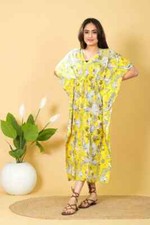 1PC Indian Vintage 100% Cotton Long Beach Maxi Kaftan Dress Caftan Kimono