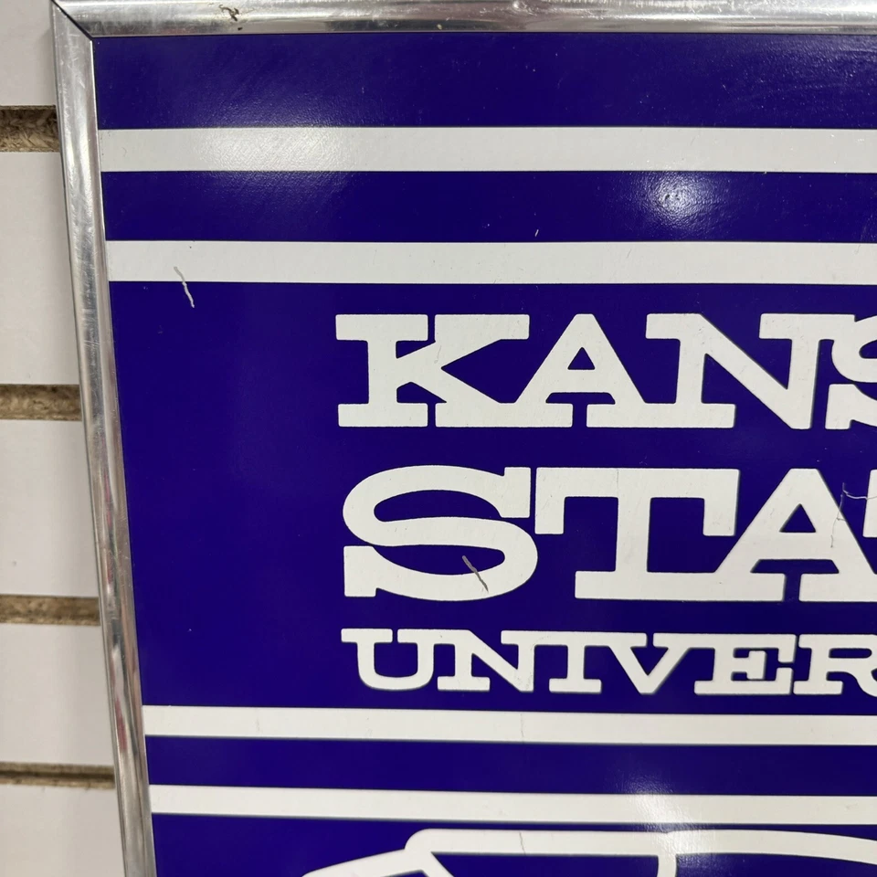 VTG FRAMED Purple White Kansas State Wildcats KSU Print Hanging 1992 P&K Product - Image 3 of 4