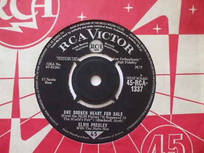 Elvis Presley - One Broken Heart For Sale / They Remind Me Too Much Of You - 45