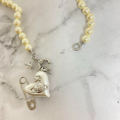 Vivienne Westwood Orietta Pearl Necklace Heart Silver