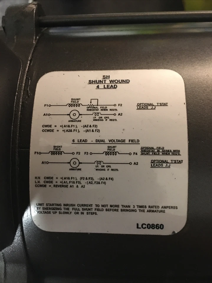 Baldor CD3433  DC Motor 1/3HP 1750 RPM 90V Frame 56C TEFC - Image 3 of 3