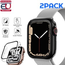 For Apple Watch Series 10 11 42/46mm Glass Screen Protector PC Hard Case Cover