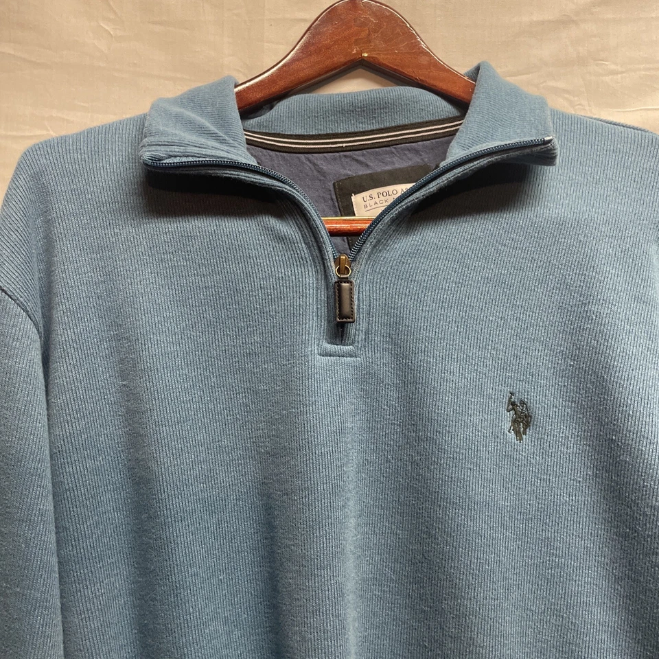 U.S. Polo Assn Black Mallet Classic 1/4" Zip Pullover Sweater LS Blue Men's XL - Image 3 of 4