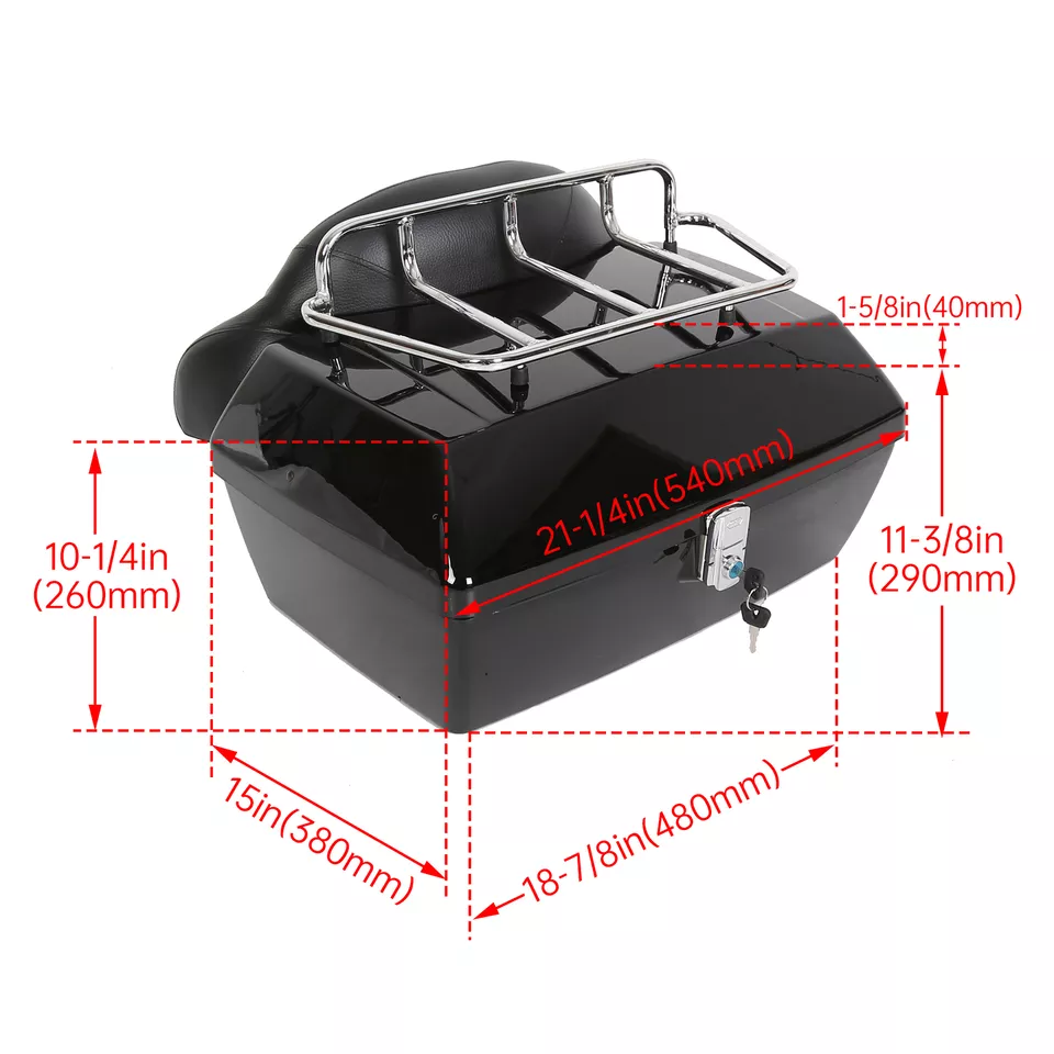 Motorcycle Hard Saddlebag W/ Luggage Trunk Tail Box For Yamaha Harley-Davidson - Image 2 of 4