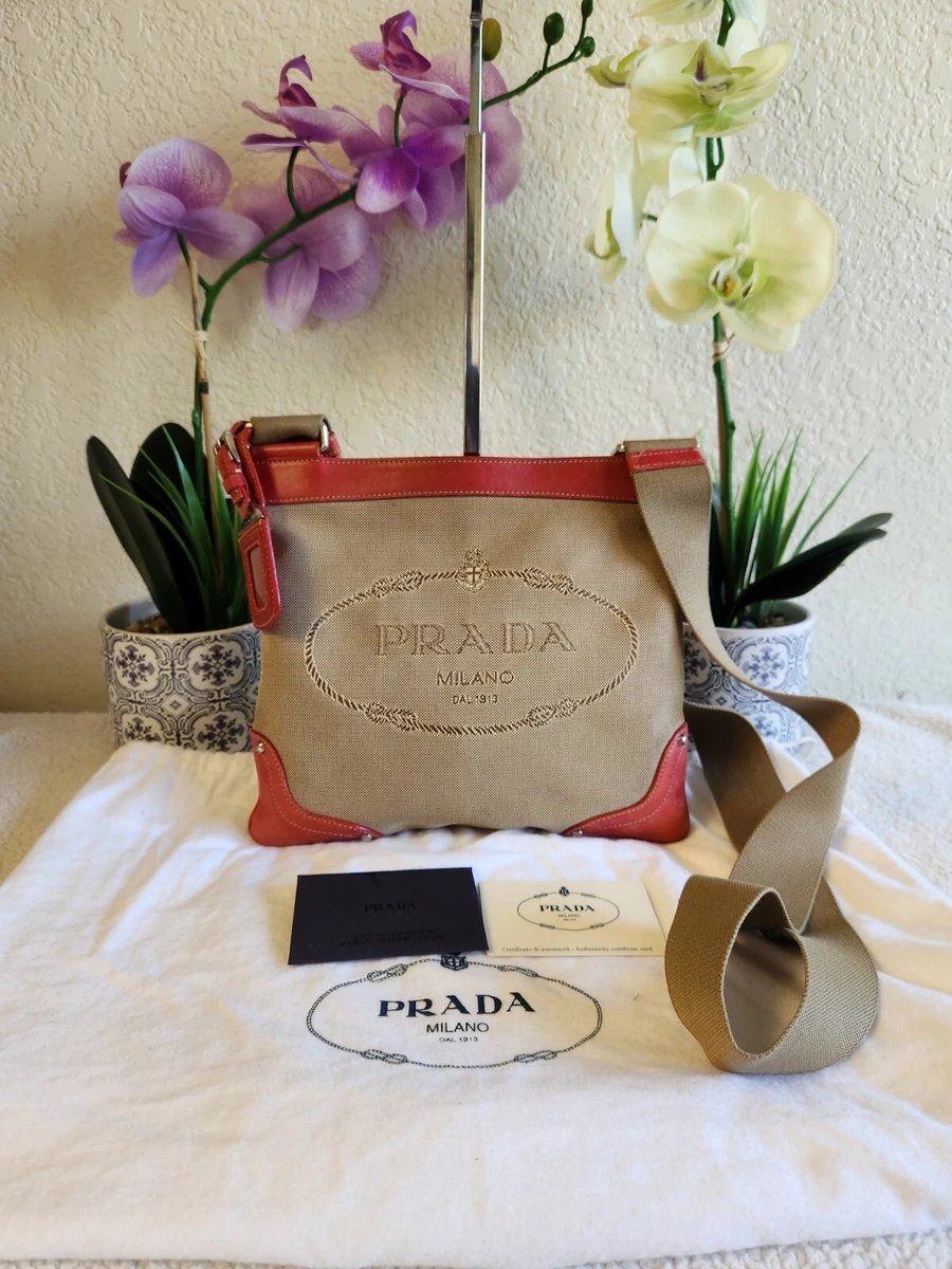 Prada logo top jacquard shoulder bag