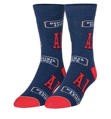New Kraft A1 Original Steak Sauce Novelty Funny Crew Foodie Socks Mens Sock 6-12