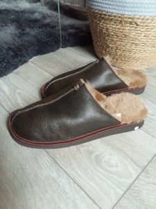 mens real sheepskin slippers