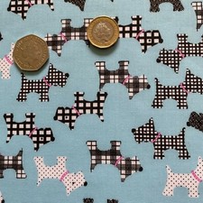 Scottie Dog Pet Terrier Print PolyCotton Fabric Fat Quarter Half Meter or Meter