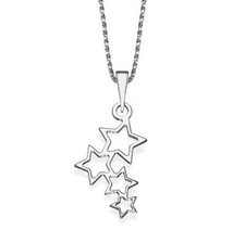 14K White Gold Wishing Stars Pendant  Necklace for girls