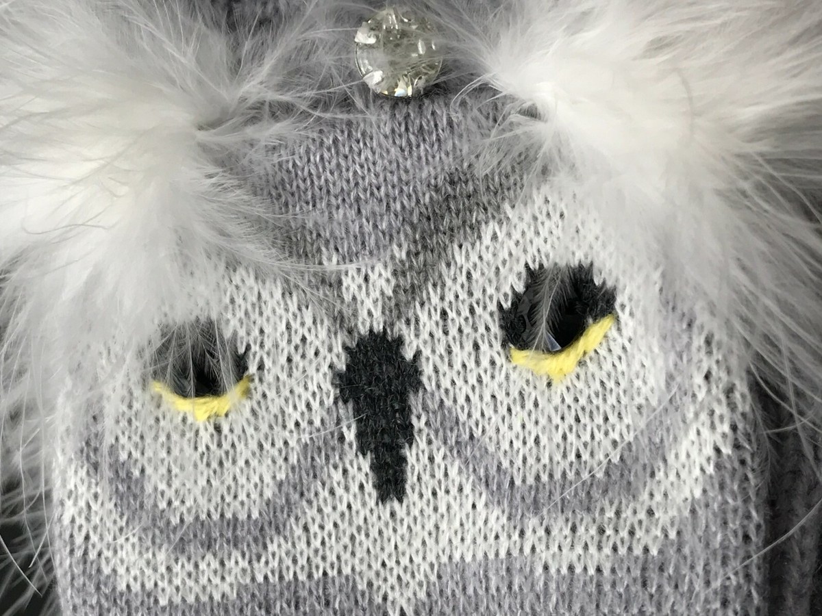 Kate Spade WHO ME OWL Beanie & Pop Top Mittens Set in 