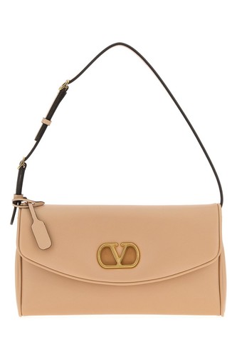 VALENTINO GARAVANI Devain Beige Nappa Leather Shoulder Bag New & Authentic