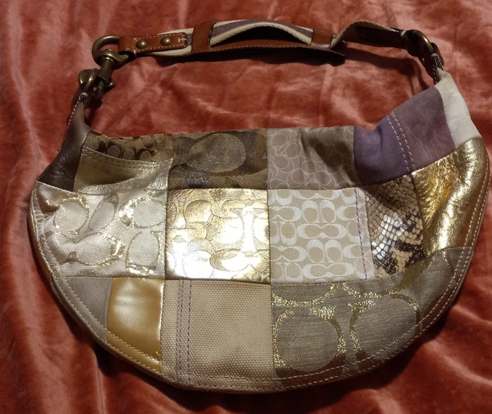 Coach Mini Patchwork HoBo Monogram Shoulder Bag Textured Multicolored Y2K - Image 4 of 4